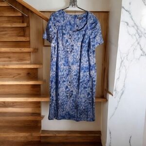 Roaman's Blue Short Sleeved Abstract Floral Dress Ladies Plus Size 20W summer